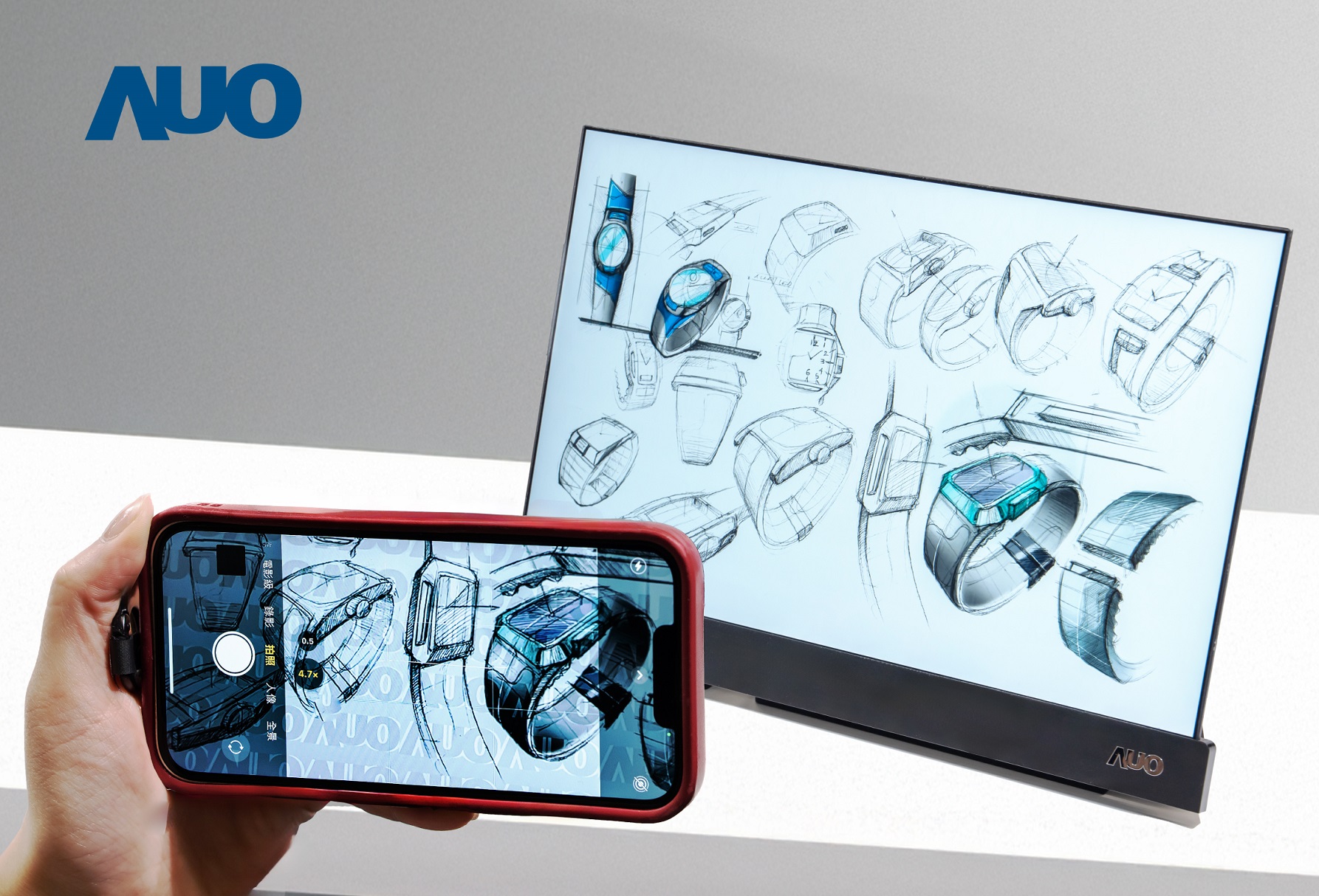 悟空体育16吋防窥显示器，采用人眼无法察觉、相机拍摄时才显现的隐藏式水印技术，未来可结合AI镜头侦测周围环境，实时开启或关闭水印，大幅提升在公共场域使用显示器的安全性